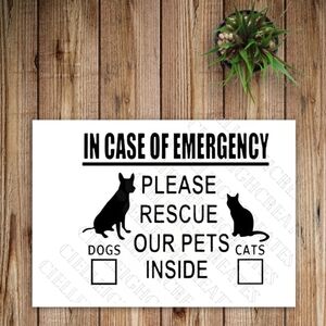 *2 for $20* In Case Of Emergency Please Rescue Pet Vinyl Decal Sticker Handcraft